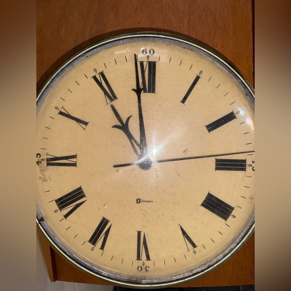 Simplex Vintage Wall Clock with Black Roman Numerals from a Railway Station